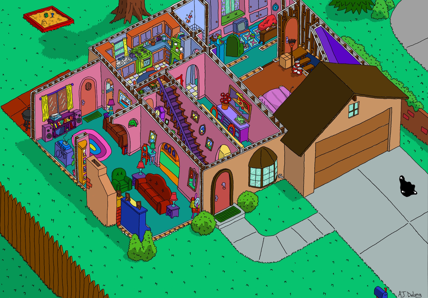 Planta do primeiro andar da casa dos Simpsons